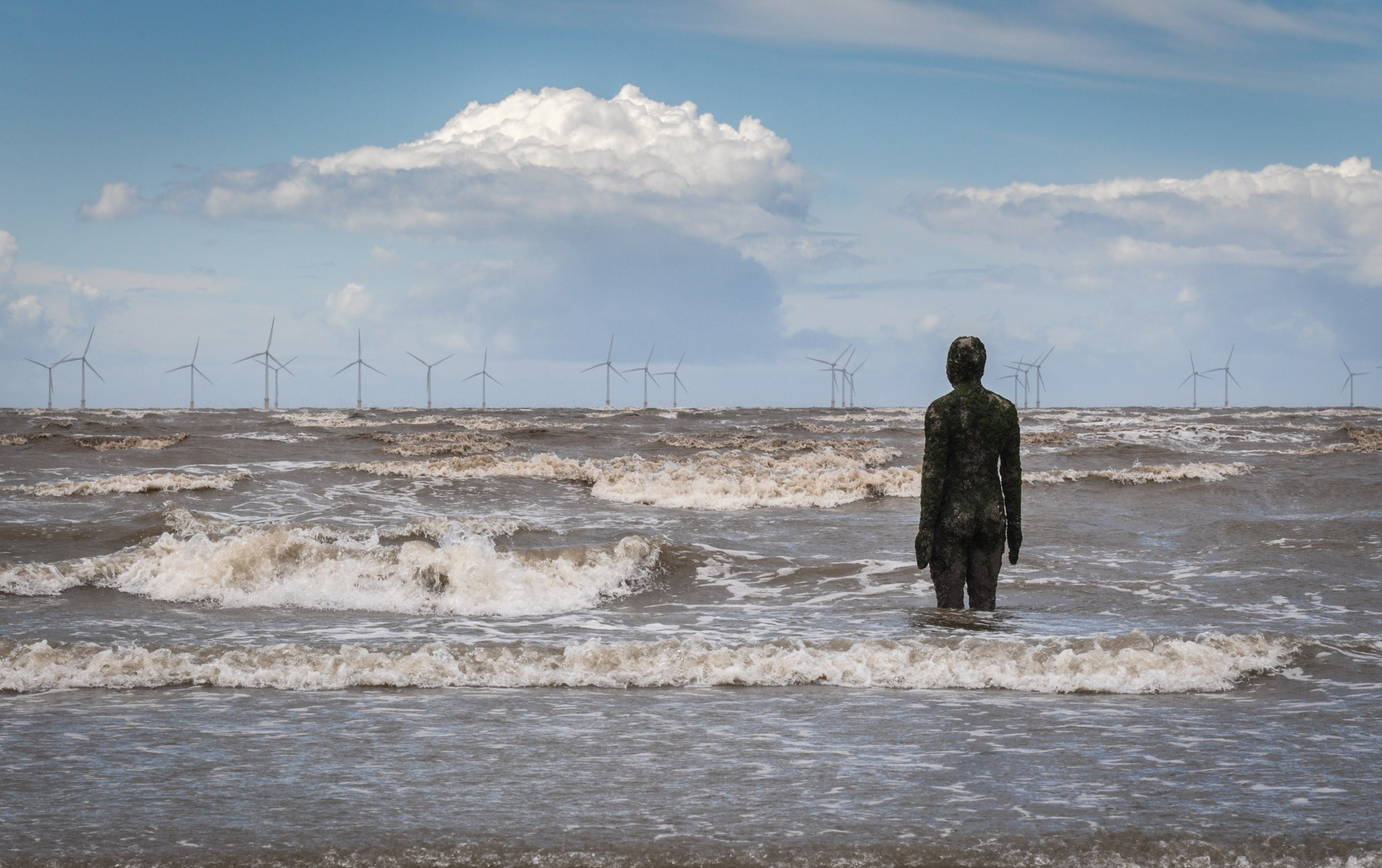 Installation "Another Place" by Antony Gormley, Crosby Beach near Liverpool, England